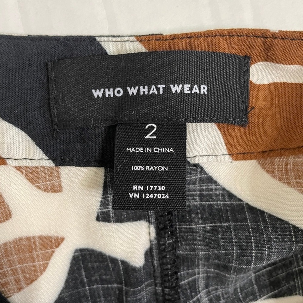 Who What Wear Maxi Skirt Womens Sz 2 Black Brown Abstract Leaf Print Earthy Boho - Picture 6 of 9